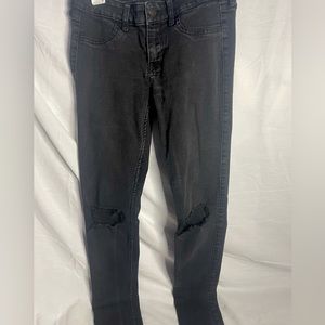 Black low rise jeans.